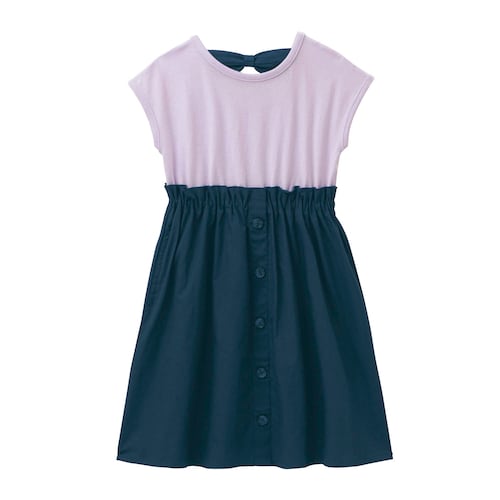 バックリボンドッキング風ワンピース 【子供服 半袖】
