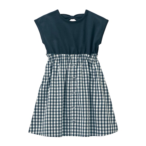 バックリボンドッキング風ワンピース 【子供服 半袖】
