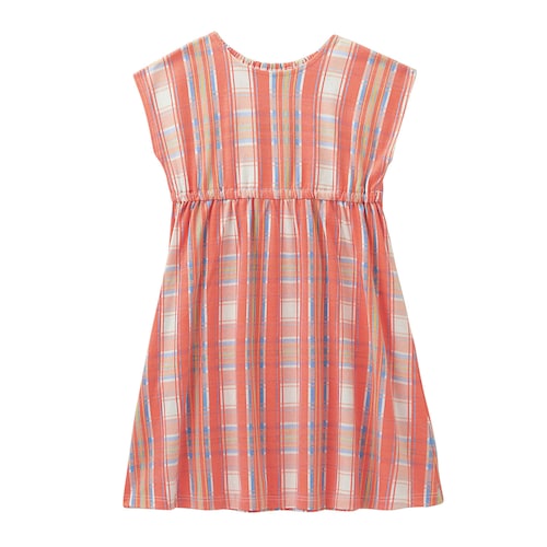 バックリボンチェック柄カットソーワンピース 【子供服 半袖】
