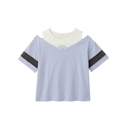 肩見せレイヤード風半袖Ｔシャツ