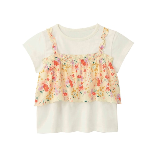 総柄フレアビスチェドッキングＴシャツ 【子供服 半袖】