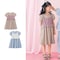 バックリボン刺繍レースビスチェドッキングパフ袖ワンピース 【子供服 半袖】