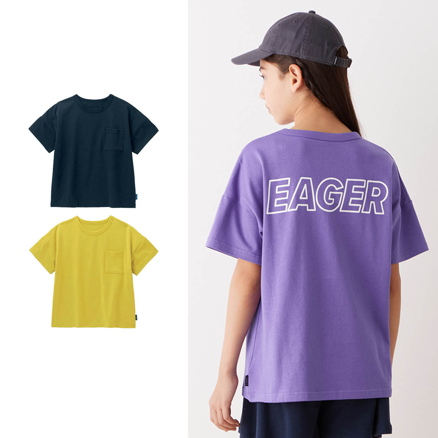 【ジータ/GITA】ポケット付きバックプリント半袖Tシャツ 【子供服】
