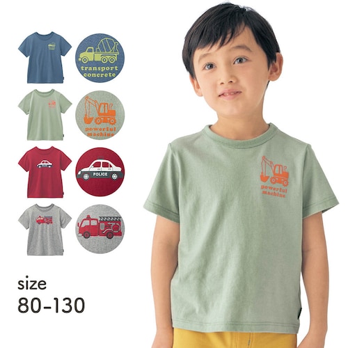 薄くて涼しいのりものプリント半袖Ｔシャツ 【子供服】