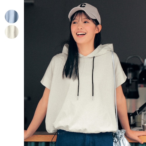 ＼ペールブルー再入荷／ 裾スピンドルデザイン綿素材Ｔシャツパーカ 【子供服 半袖】