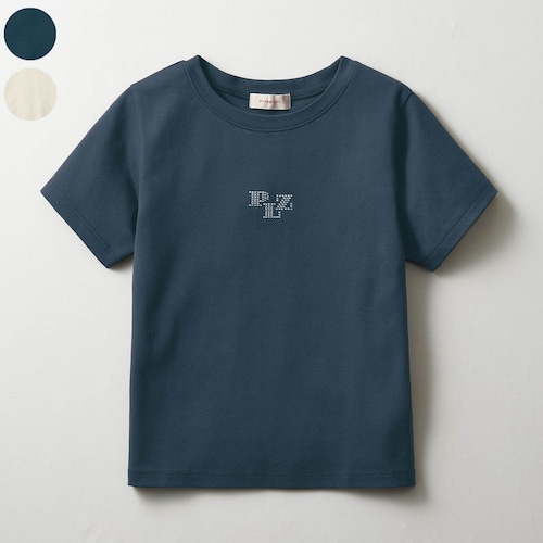 なめらかタッチラインストーンロゴコンパクト綿素材半袖Ｔシャツ 【子供服】