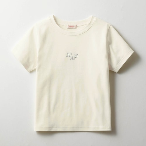 なめらかタッチラインストーンロゴコンパクト綿素材半袖Ｔシャツ 【子供服】