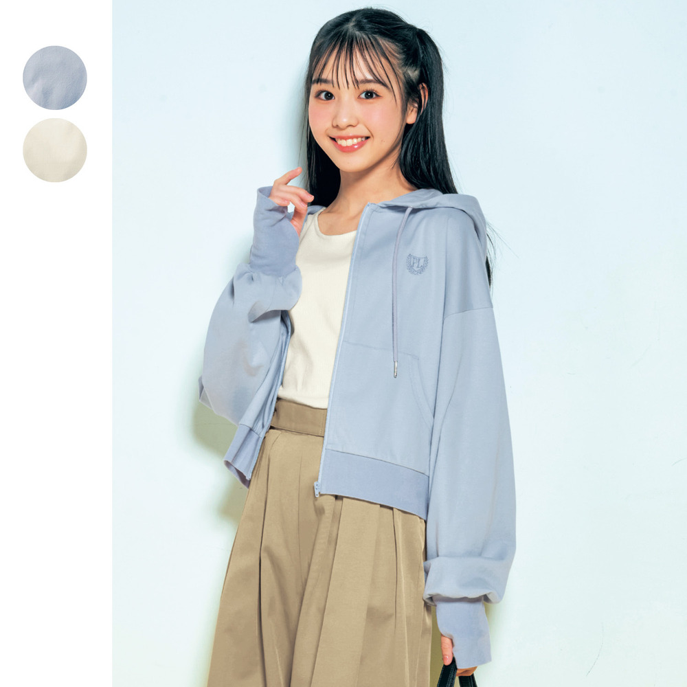 【パペル ラピス/Papel lapiz】綿素材のUVカット & 接触冷感指穴付きなめらかタッチボリュームパーカ 【子供服】