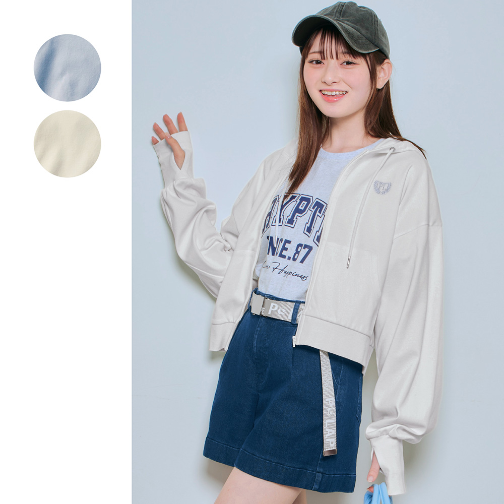 綿素材のUVカット&接触冷感指穴付きなめらかタッチボリュームパーカ 【子供服】(パペル ラピス/Papel lapiz) 綿素材のUVカット&接触冷感指穴付きなめらかタッチボリュームパーカ 【子供服】(パペル ラピス/Papel lapiz)