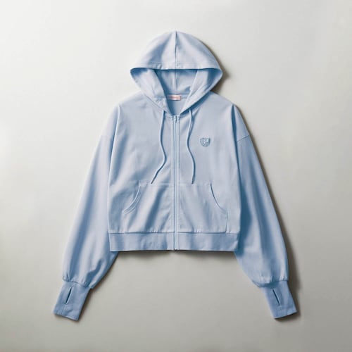 綿素材のUVカット&接触冷感指穴付きなめらかタッチボリュームパーカ 【子供服】