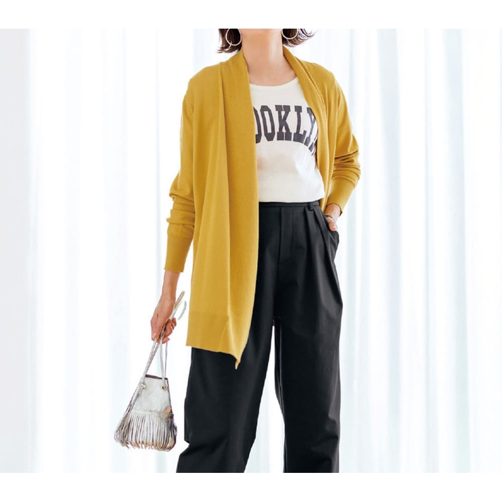 【花笑むとき/hana emu toki】さらりとした肌ざわりの着流しニットカーディガン 【花笑むとき/hana emu toki】さらりとした肌ざわりの着流しニットカーディガン