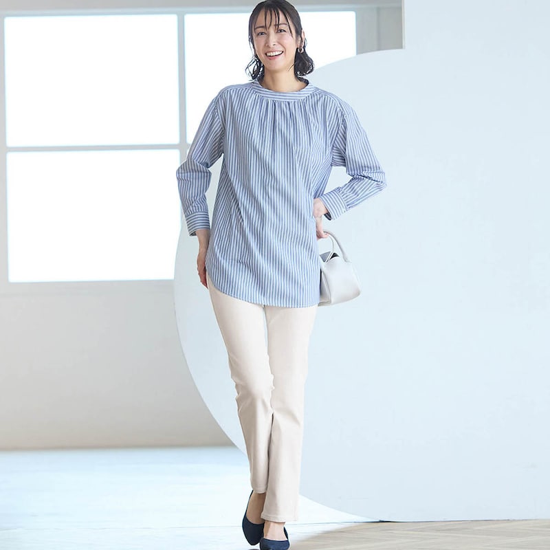 モデル身長169cm／64-91・股下70cm ※写真は撮影用のため股下+6cmになります。