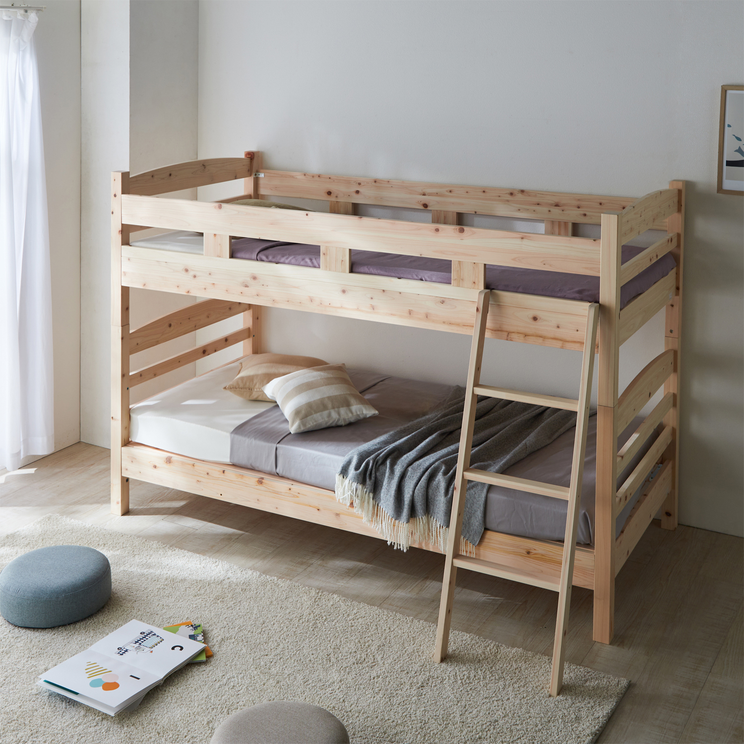 【ベルメゾン】連結・分割できる!国産ひのきの2段ベッド