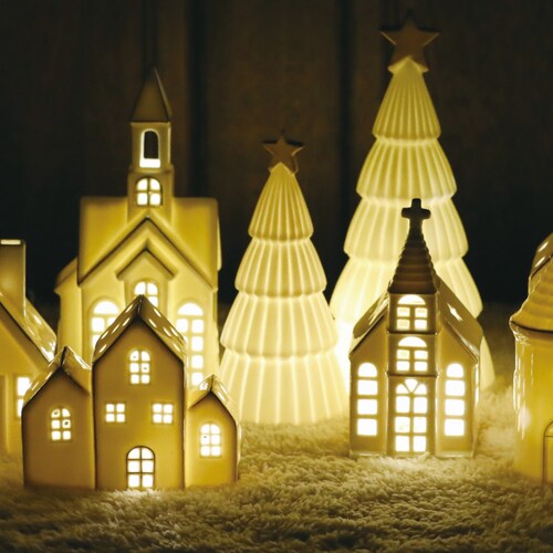 【クリスマス】あたたかい光のLEDセラミックツリー