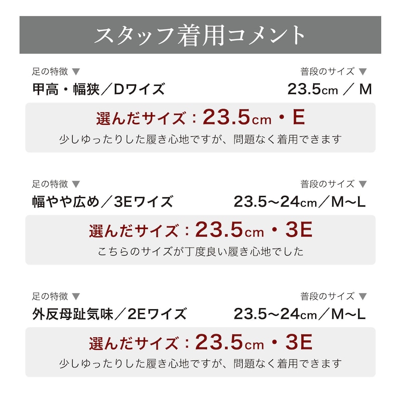 スタッフの着用コメント