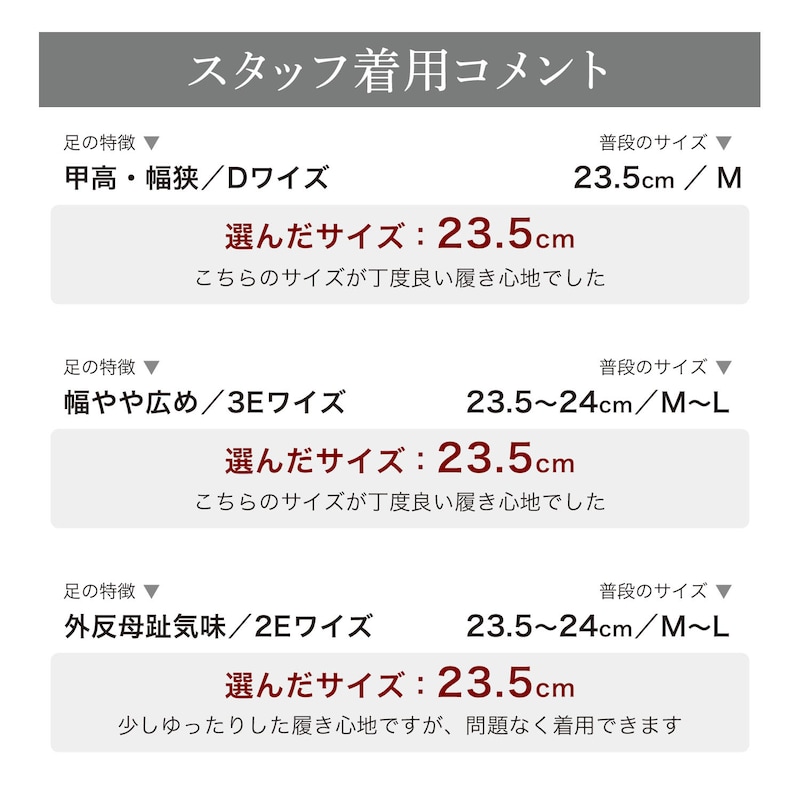 スタッフの着用コメント
