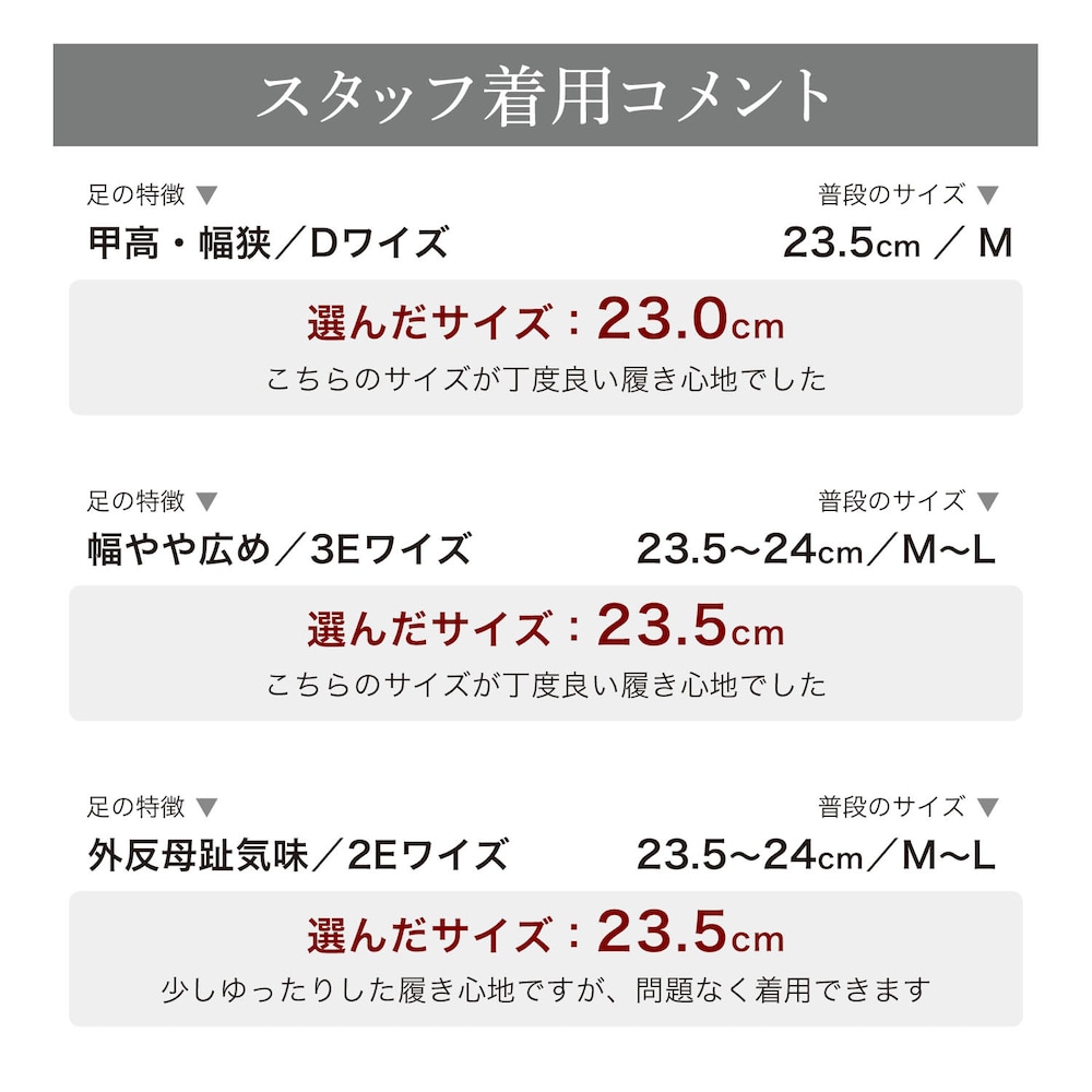 スタッフの着用コメント