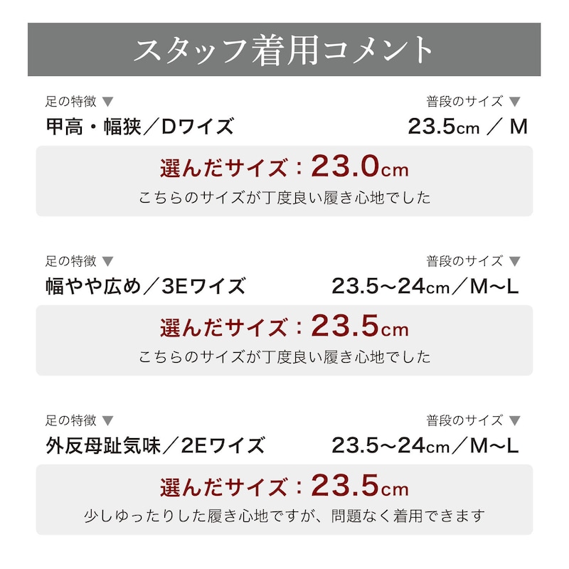 スタッフの着用コメント