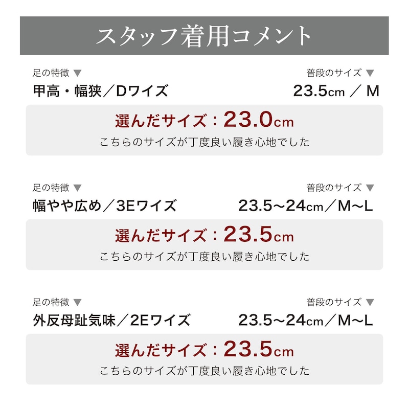 スタッフの着用コメント