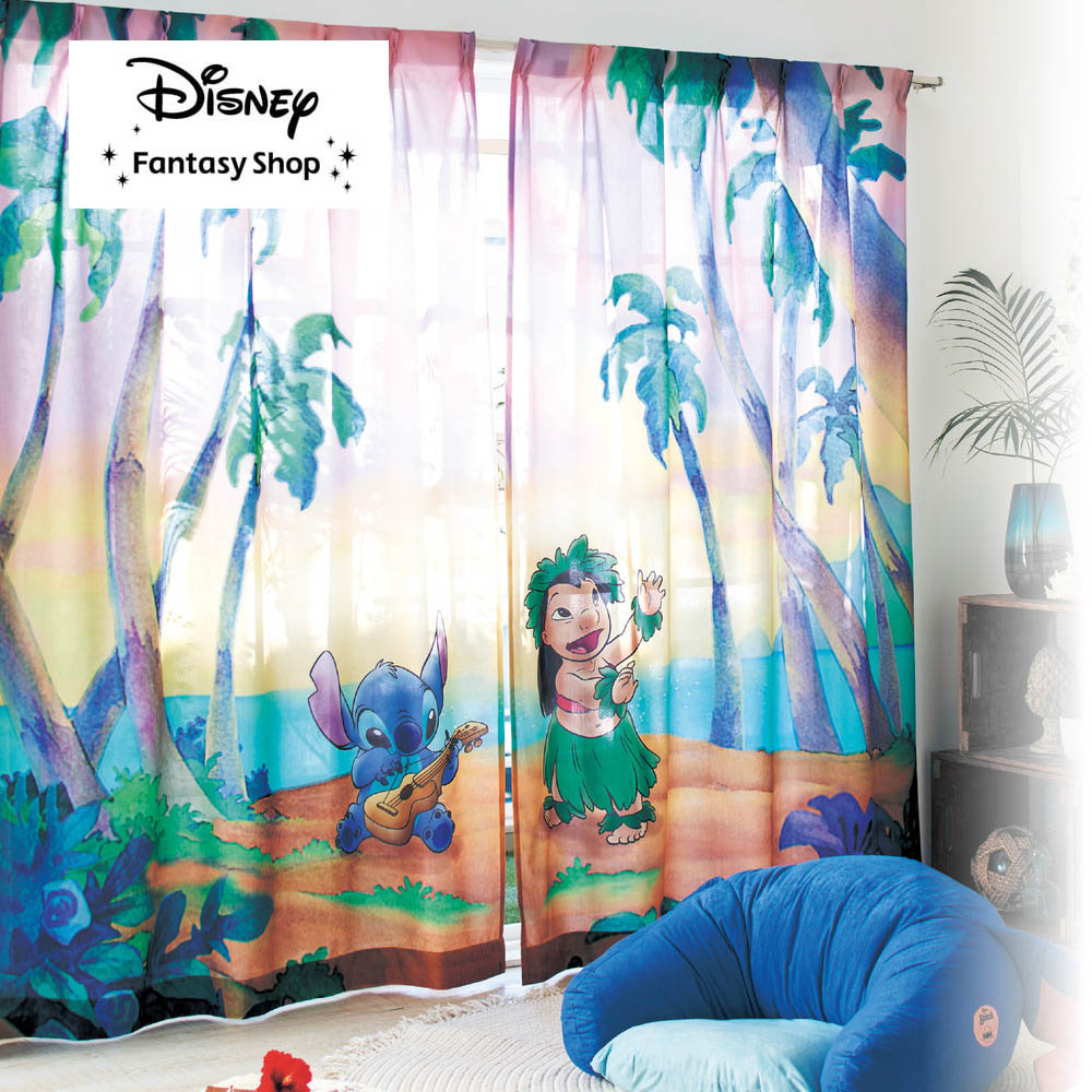 【ディズニー/Disney】一枚絵のようなUVカット・遮熱・ミラーレースカーテン「リロ & スティッチ」 【ディズニー/Disney】一枚絵のようなUVカット・遮熱・ミラーレースカーテン「リロ & スティッチ」