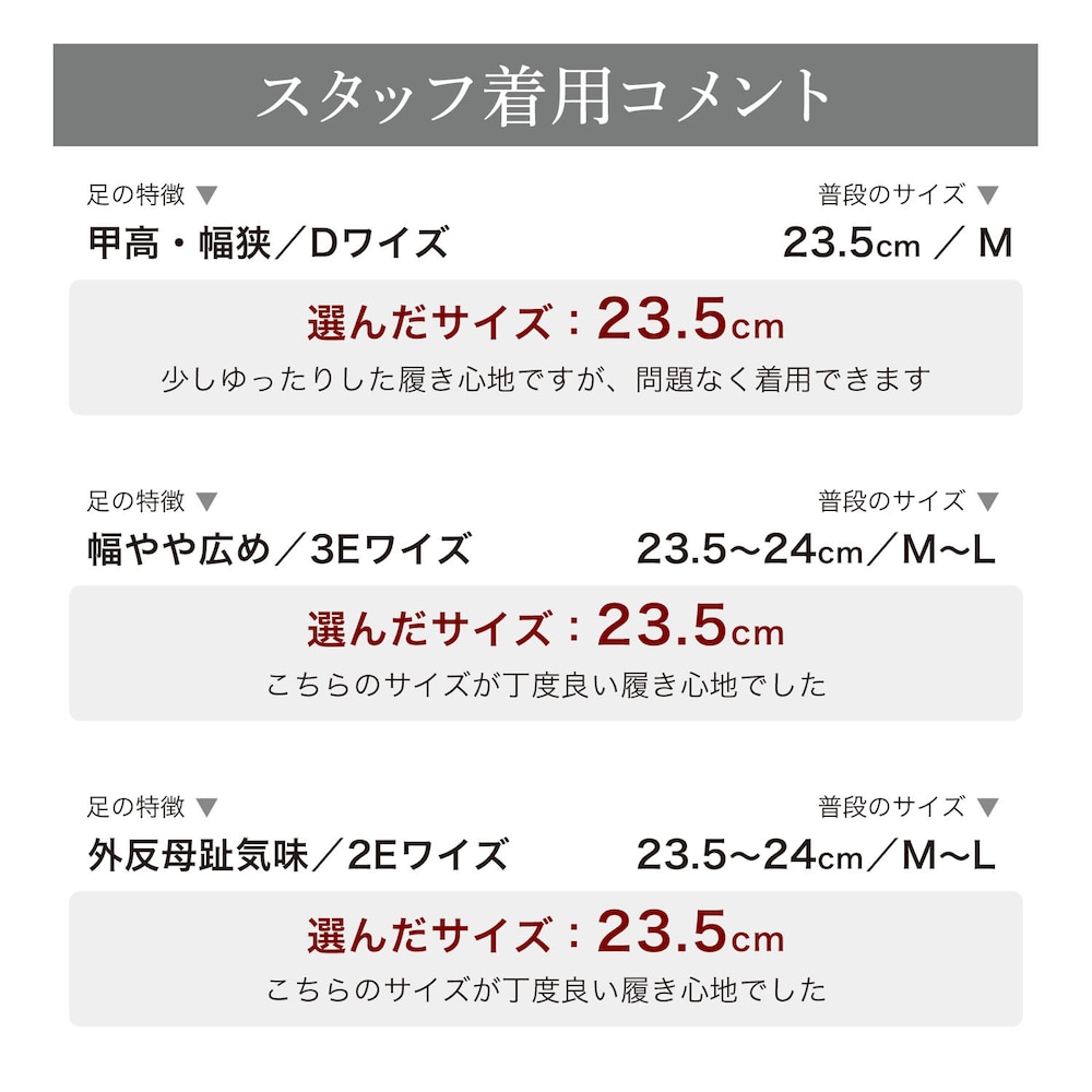 スタッフの着用コメント