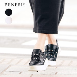 【ベネビス/BENEBIS】大人のための本革脚長スタッズスリッポン【軽量】