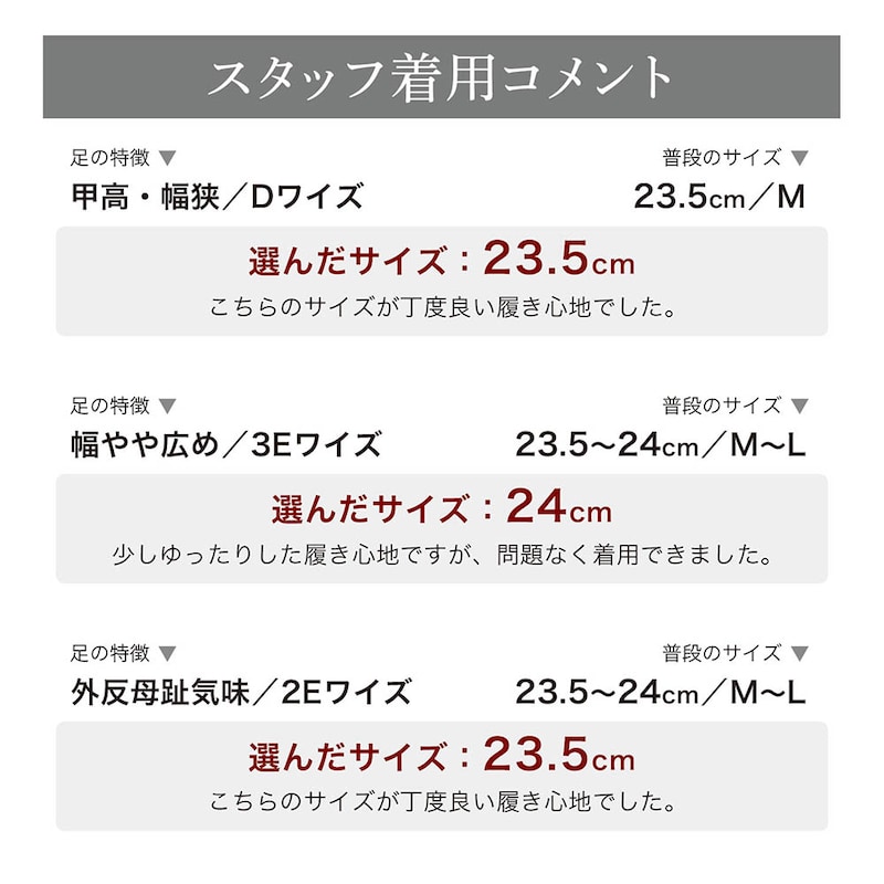 スタッフの着用コメント