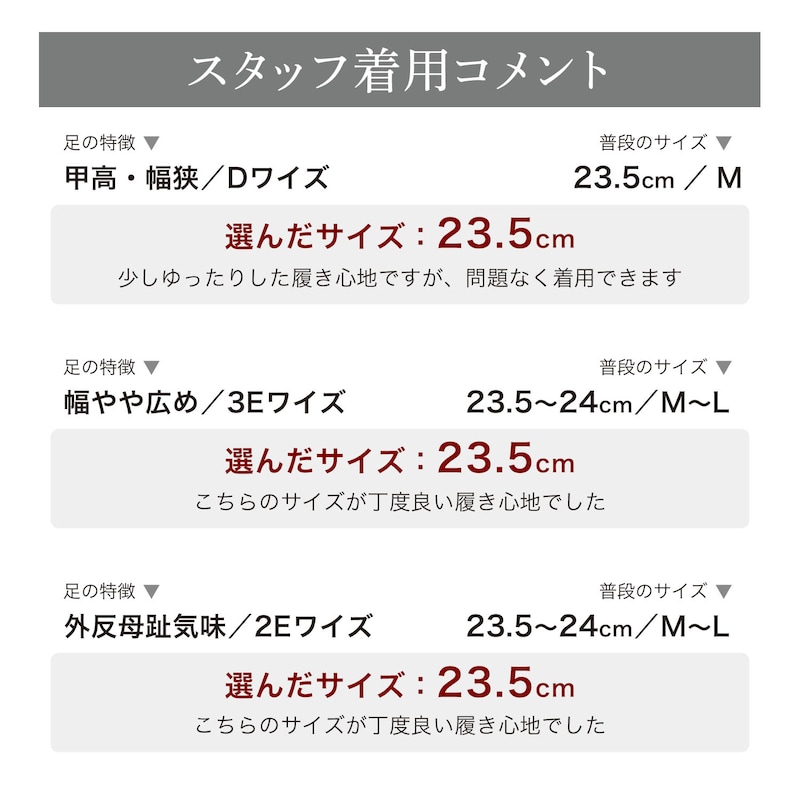 スタッフの着用コメント
