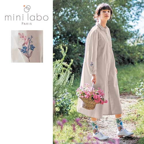 コットン素材のシャツワンピース／チェックの花束 「ミニラボ」
