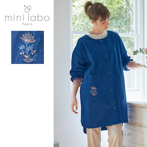 【ミニラボ/mini labo】さっと羽織れる前開き割烹着/フラワータマラ 「ミニラボ」