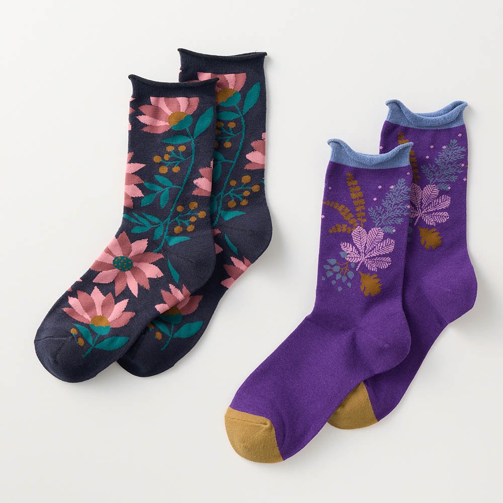 新柄登場】 足元が華やぐ大人のソックス2柄セット 「ミニラボ