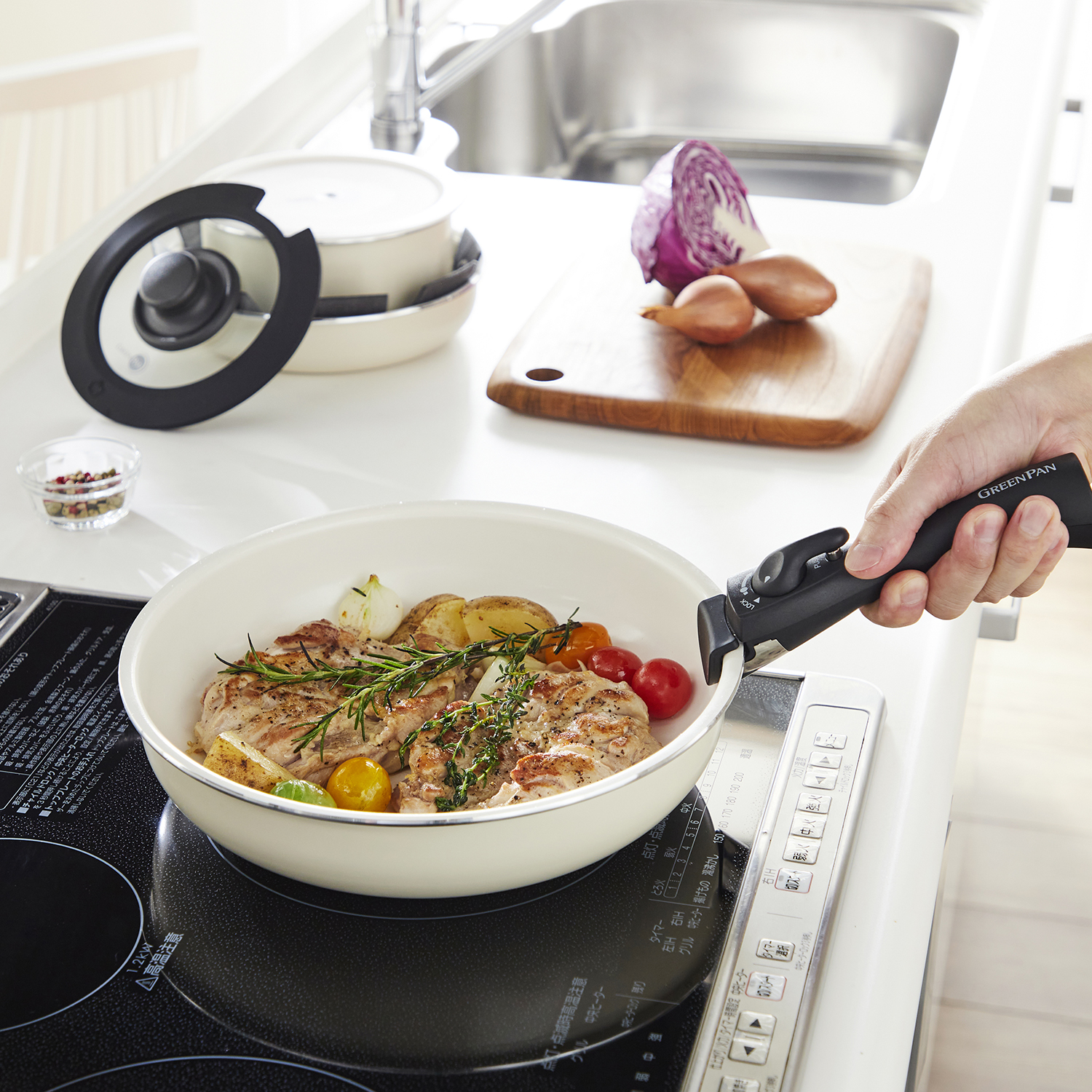 【グリーンパン/GREENPAN】食洗機対応セラミックコーティングの取っ手が取れるフライパンセット「クリックシェフ」 【IH/ガス火対応】 【グリーンパン/GREENPAN】食洗機対応セラミックコーティングの取っ手が取れるフライパンセット「クリックシェフ」 【IH/ガス火対応】