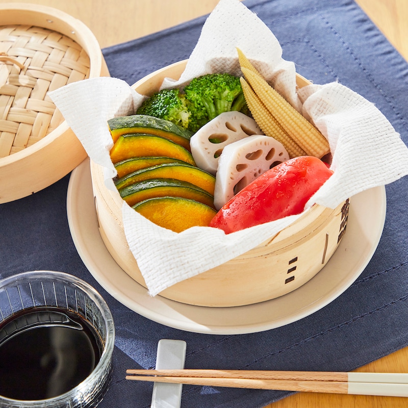蒸しものに、そのまま包んで