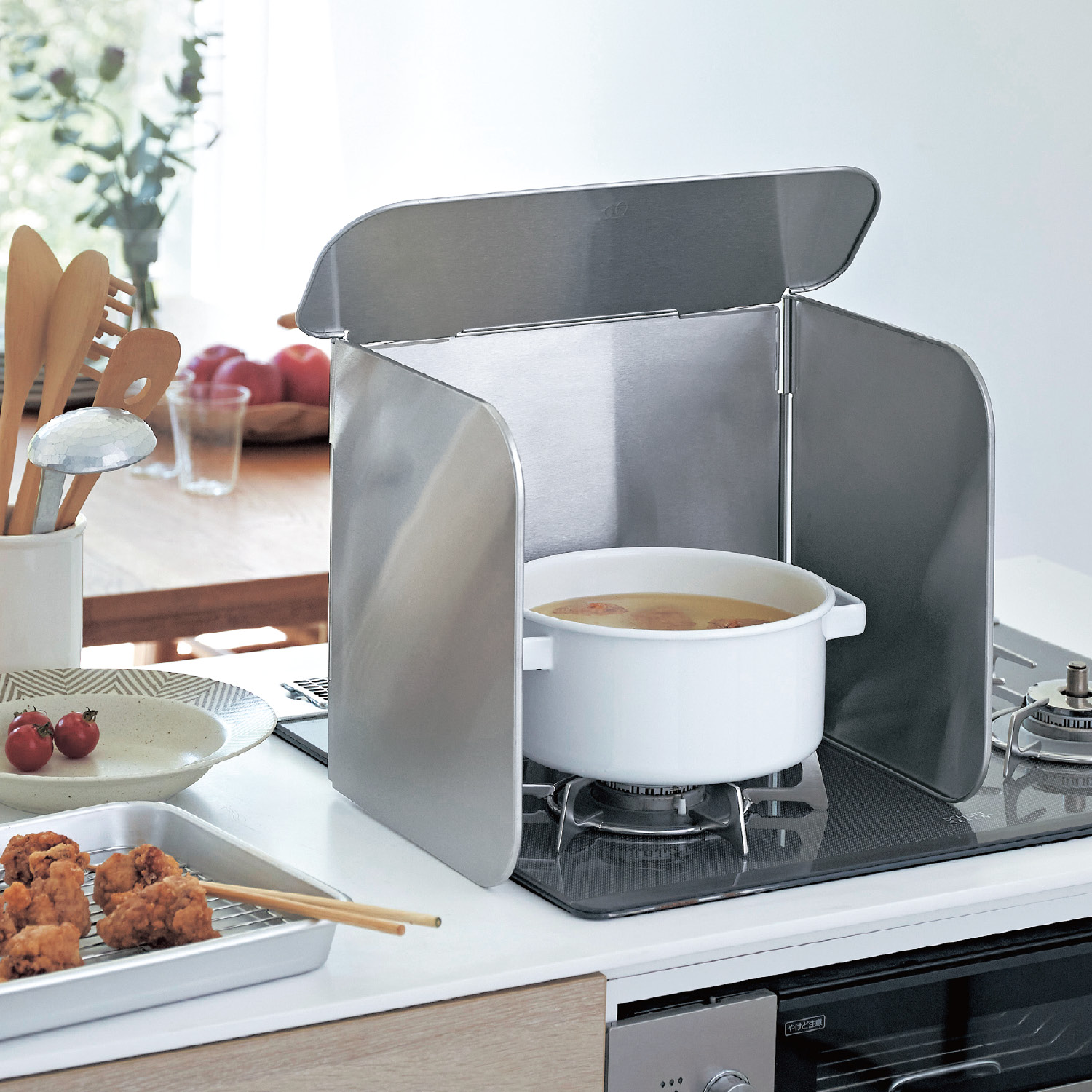 【オークス/AUX】コンパクト4面レンジガード[日本製] 【油跳ねガード】