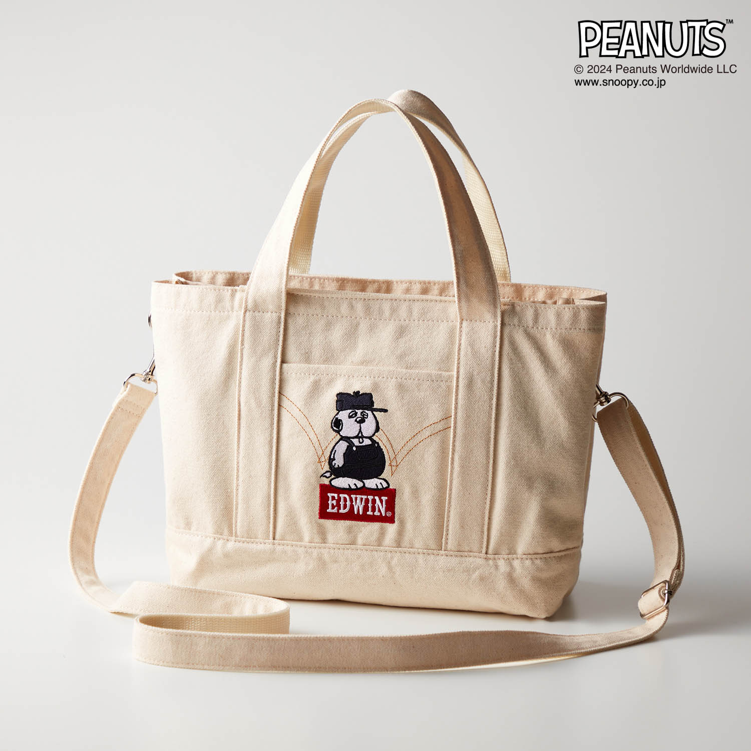 【ピーナッツ/PEANUTS】刺繍デニムトート「EDWIN/スヌーピー」