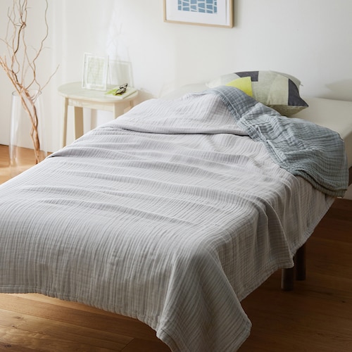 洗いをかけたやわらか綿素材のイブル風６重ガーゼケット ＜ハーフ／シングル／ダブル＞