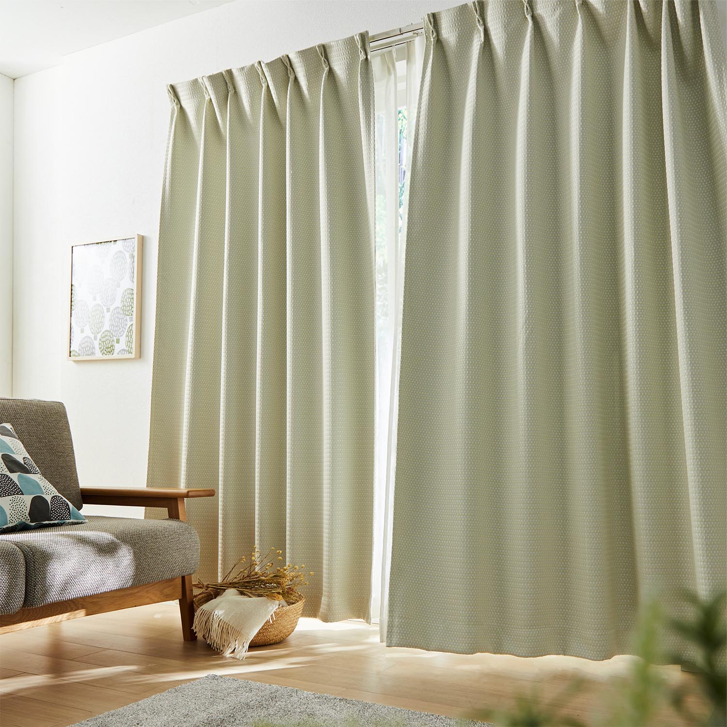 【ベルメゾン】【99サイズ】 ナチュラルな織り生地の洗える遮光カーテン 【ベルメゾン】【99サイズ】 ナチュラルな織り生地の洗える遮光カーテン