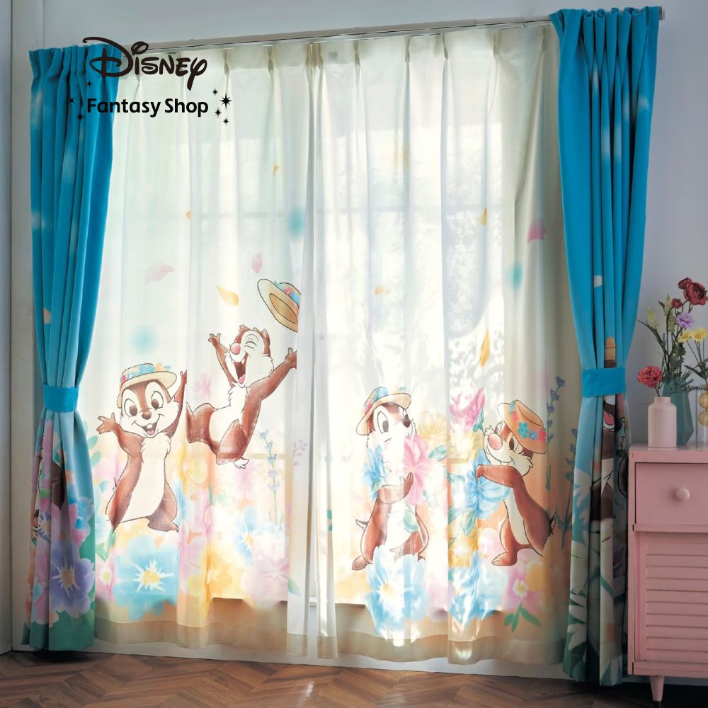 【ディズニー/Disney】一枚絵のようなUVカット・遮像・遮熱レースカーテン「チップ & デール」