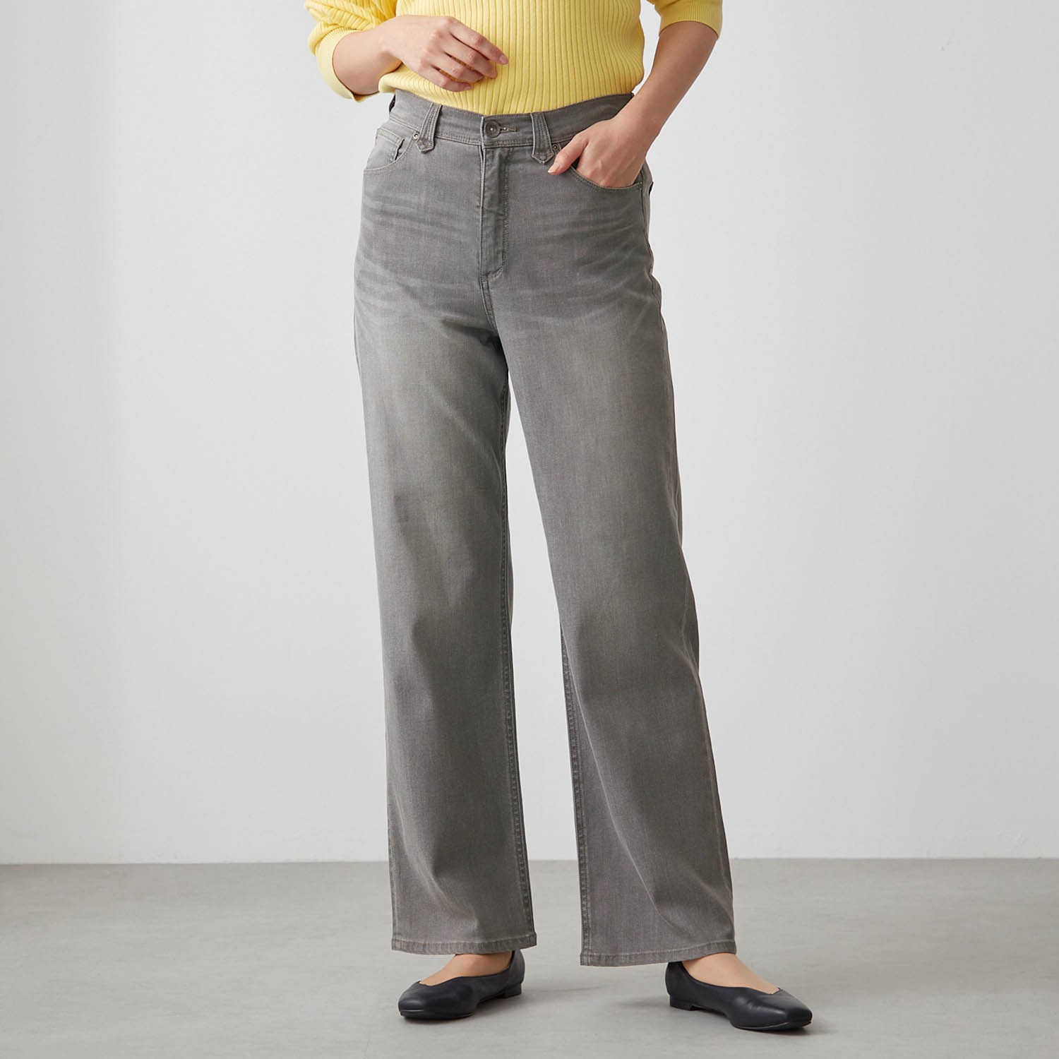 【BSta】きれいめワイドストレートデニムパンツ 【BSta】きれいめワイドストレートデニムパンツ