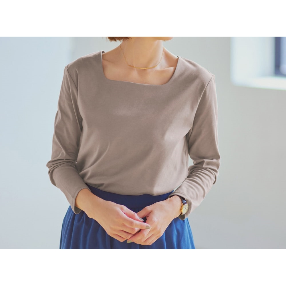 【スタイルノート/StyleNote】身頃二重スクエアネック9分袖カットソー