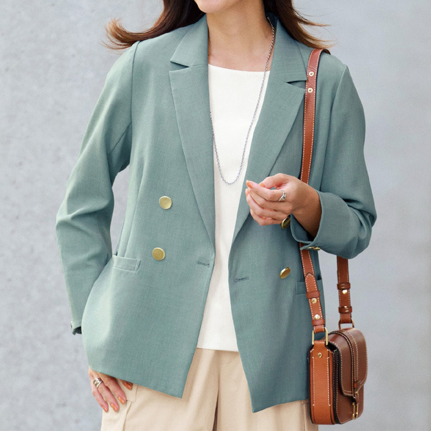 【スタイルノート/StyleNote】ダブルブレストジャケット【洗濯機OK】