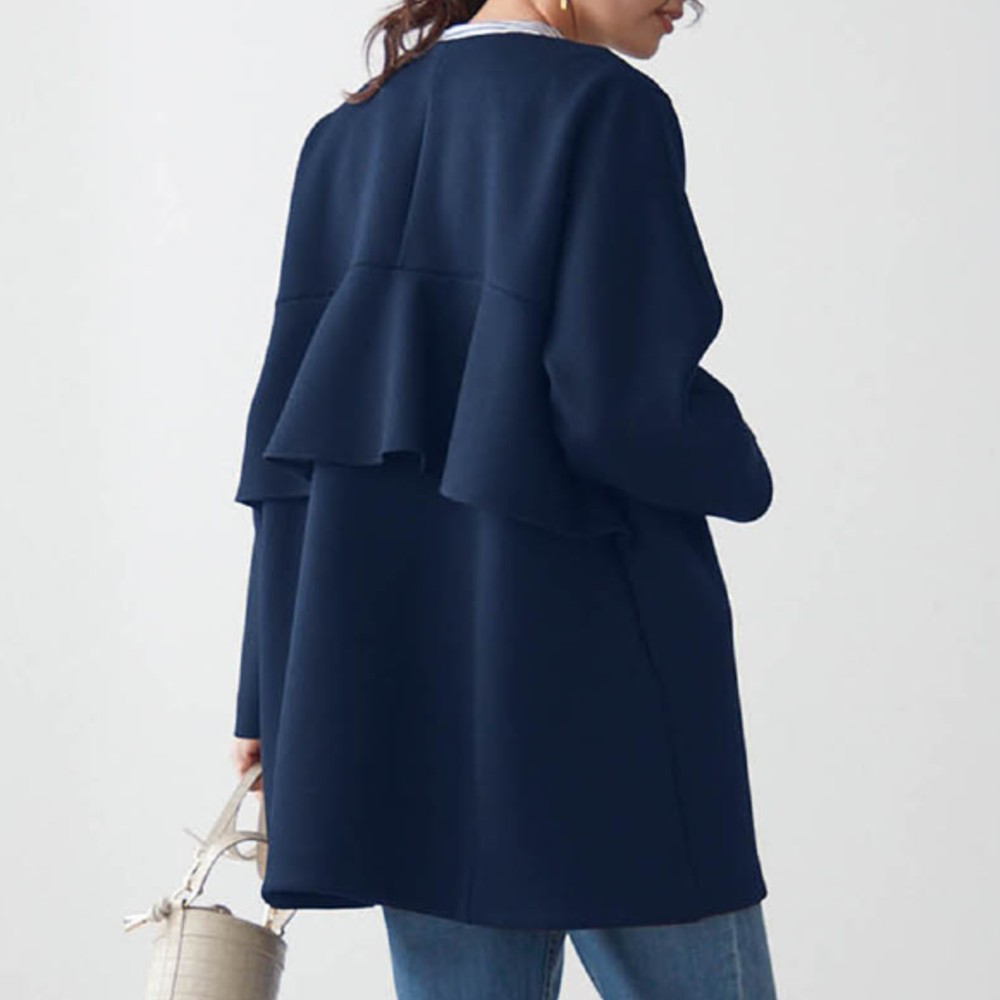 【エスエヌ バイ スタイルノート/SN by StyleNote】カットソーカルゼバックフリルコート【洗濯機OK】