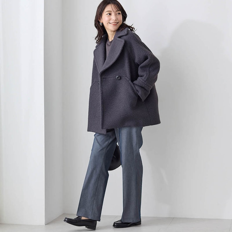 モデル身長170cm／M・股下70cm ※写真は撮影用のため股下+6cmになります。