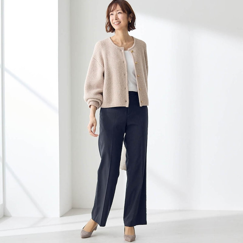 モデル身長169cm／M・股下70cm ※写真は撮影用のため股下+6cmになります。