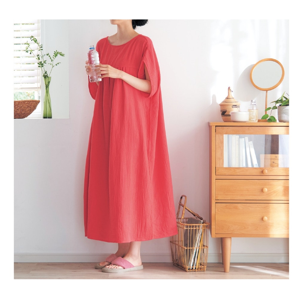 湯上りに着たいそのまま寝られるガーゼワンピース