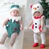 【ベルメゾン】ツリー・雪だるま ボアロンパース & 帽子セット