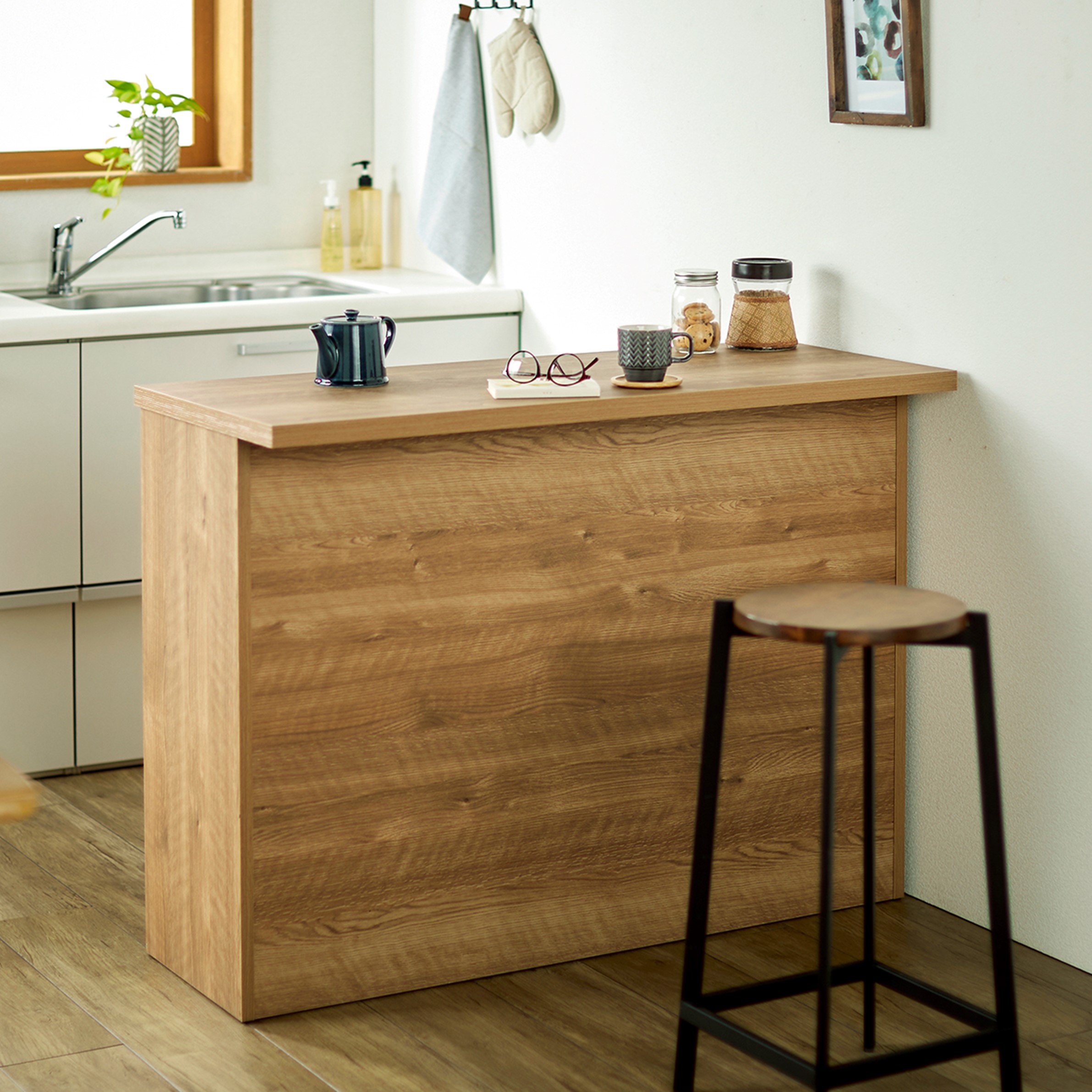 【ベルメゾン】収納付き間仕切りキッチンカウンター