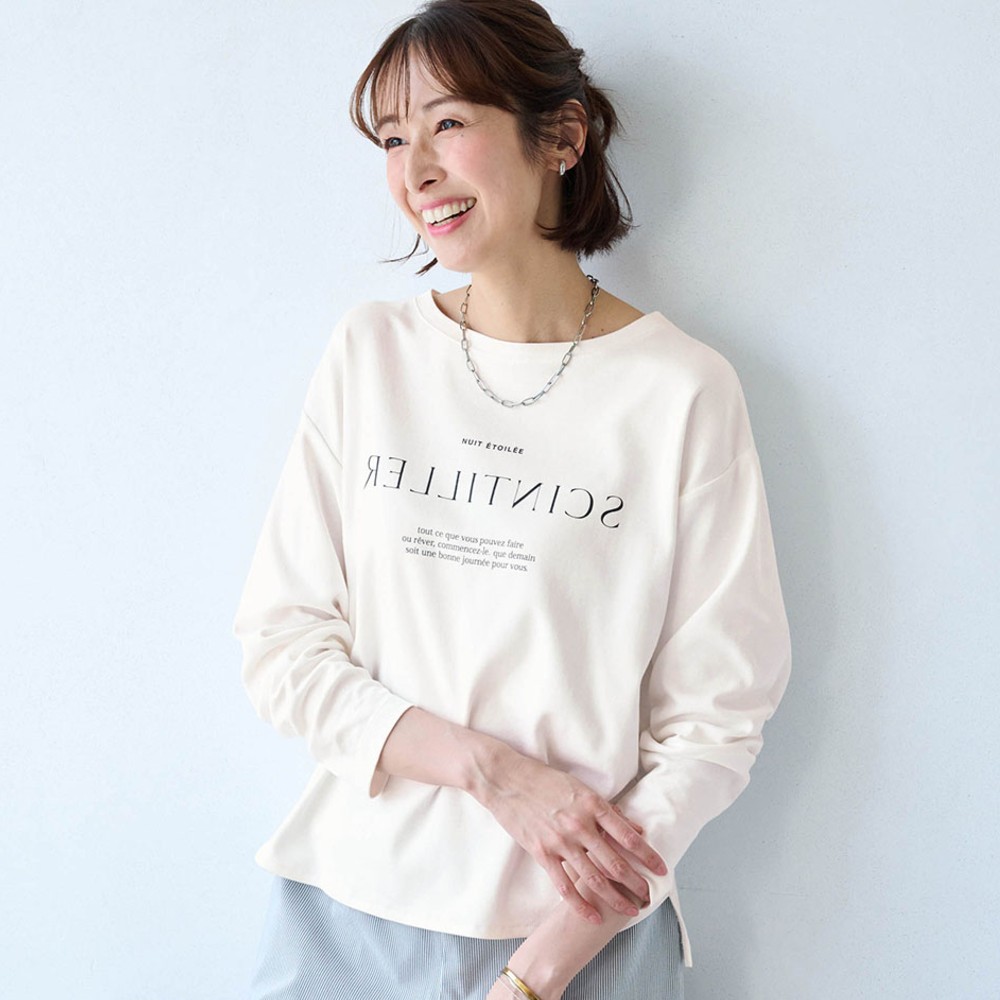 【エスエヌ バイ スタイルノート/SN by StyleNote】シルケットコットンロゴカットソー【吸水速乾】