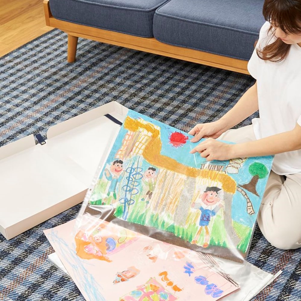 画用紙・賞状・書道半紙・作文などの整理に便利なクリアポケット