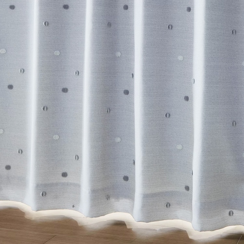 【アウトレット】 コーティング裏地付きぽんぽんデザインの遮光・遮熱・防音カーテン ＜2枚組／1枚＞